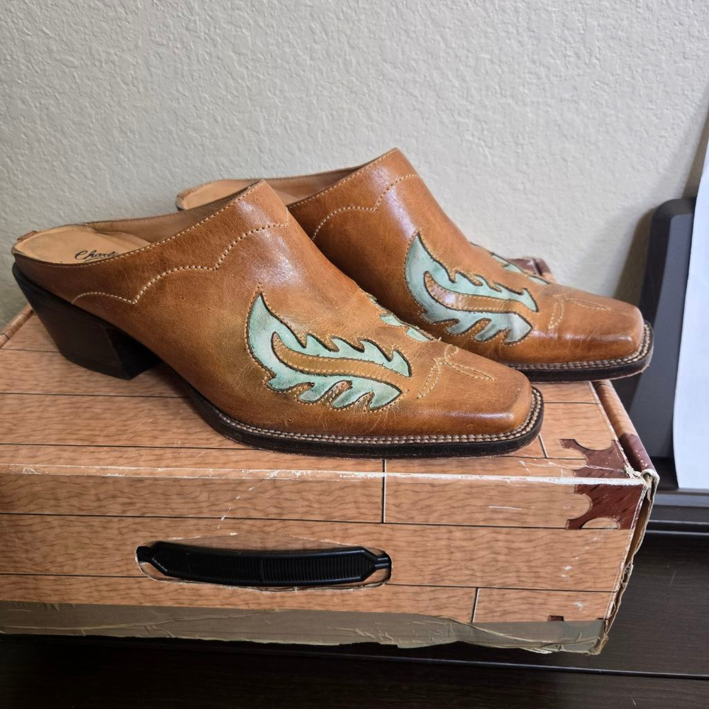 Charlie 1 Horse Brown Teal Mules Western Size 7 Lucchese Santa Fe
